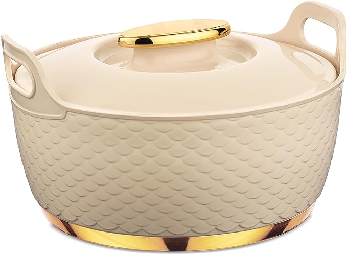 ASIAN Casserole Majestic Gold Stainless Steel Insulated Hotpot (BEIGE, 5000ML)