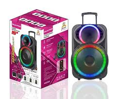 F1520 Trolley Bluetooth Speaker Colorful Lights, 15-Inch Outdoor Loudspeaker with Wireless Microphones