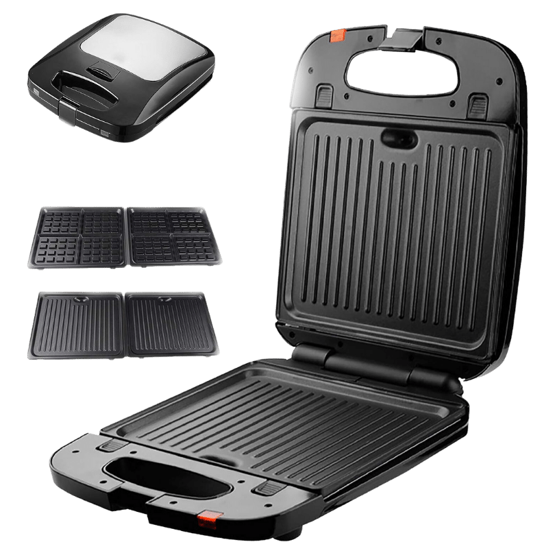 Multi-Purpose Detachable 3-in-1 Sandwich, Waffle, and Grill Maker